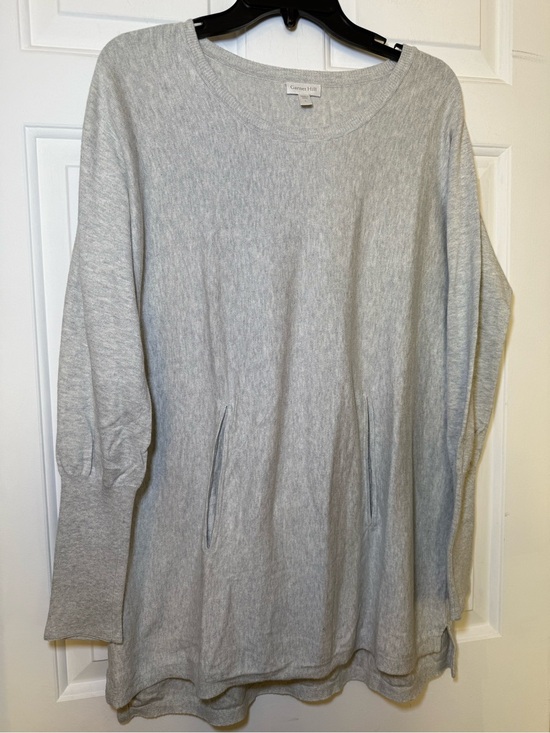 Garnet Hill Sweaters - Garnet Hill Gray Heather Kangaroo Pocket Sweater LARGE 100% Organic Cotton